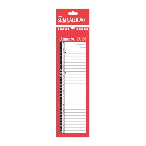 Value 2024 Slim One Month to View Calendar (Red) Biddles of Guildford