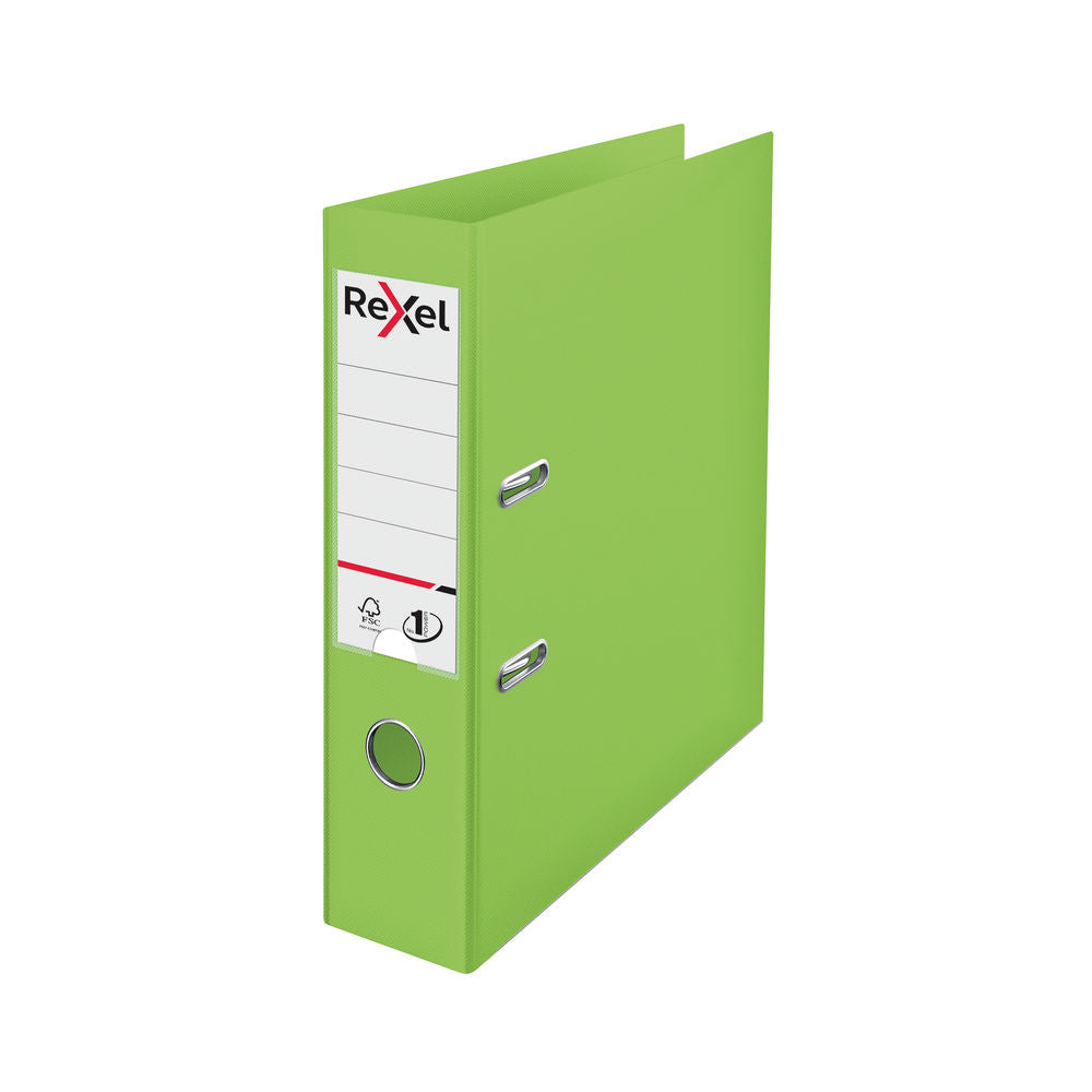 Rexel Leverarch file A4 75mm polypropylene cover Green