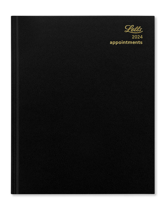 Letts Standard Quarto Vertical Week to a View Diary 2024 w/ appts English Black