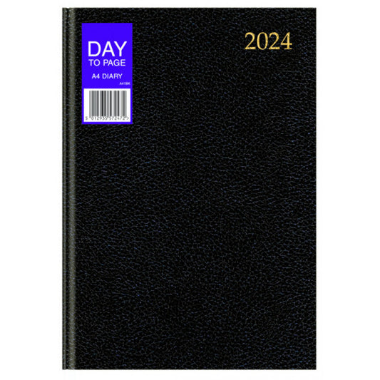 VALUE A4 Day to a Page Diary 2024 Black