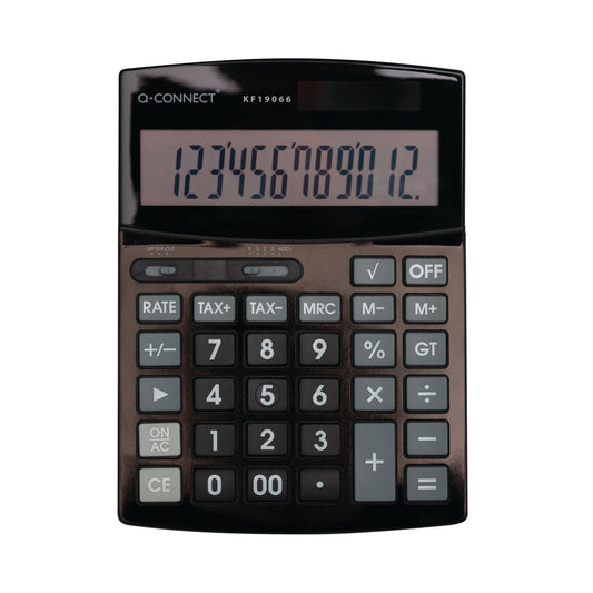 Q-Connect 12 Digit Desk Calculator KF19066 Black- SSTL