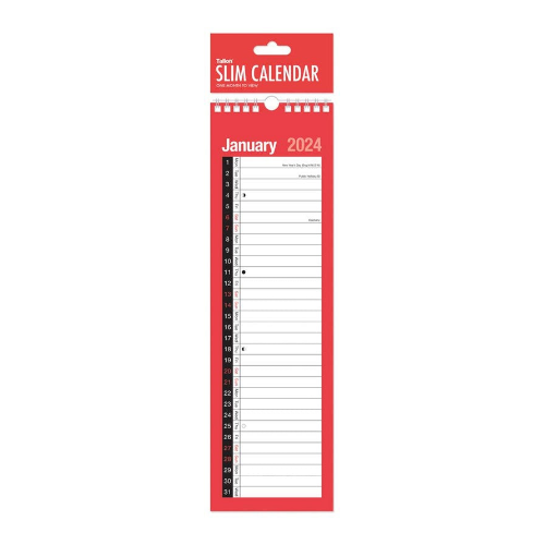 Value 2024 Slim One Month to View Calendar (Red)