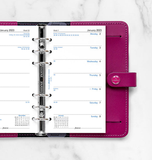 Filofax Personal size week on one pages diary refill 2023 23-68426