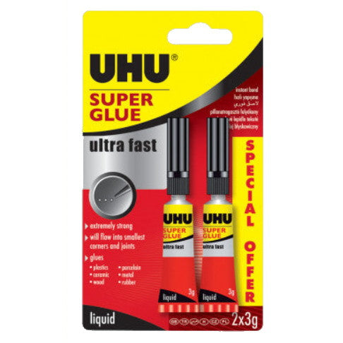 Value UHU Super glue, ultra fast 2x3g tubes