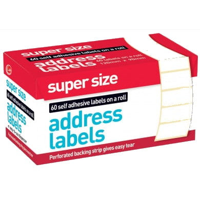 Super size address label roll 120x90mm 60 labels